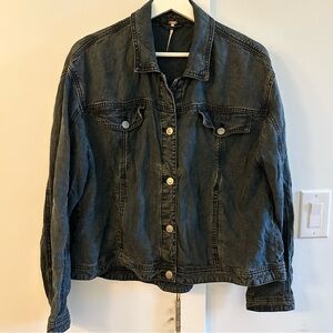 Free People gray/black Button Down Shirt‎ Small
